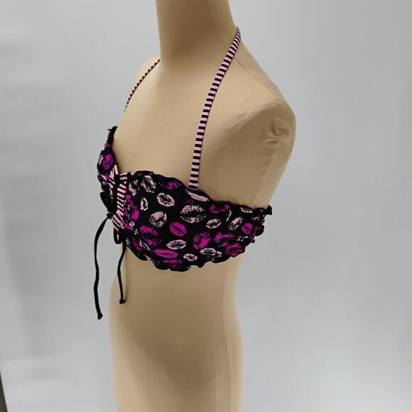 BETSEY JOHNSON Sexy POP Art BY THE POOL Retro Faces BIKINI Swimsuit L - Picture 6 of 14